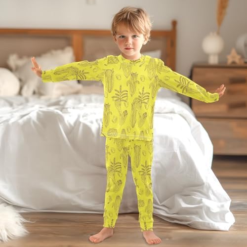 Cute Long Sleeve Pajama Set for Kids - Soft Cotton Spandex Sleepwear