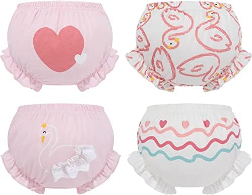 SEAUR 4-Pack Toddler Bloomers Cotton Ruffle Diaper Cover Soft