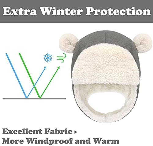 Sherpa Toddler Winter Hat with Bear Ears Soft and Warm