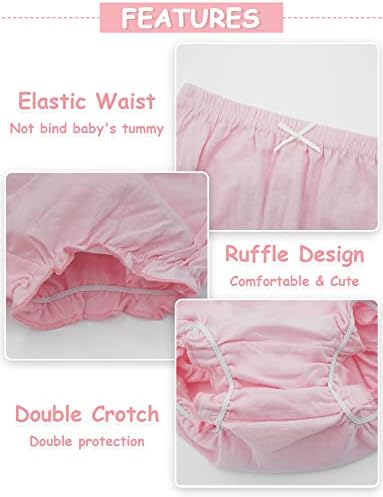 SEAUR 4-Pack Toddler Bloomers Cotton Ruffle Diaper Cover Soft