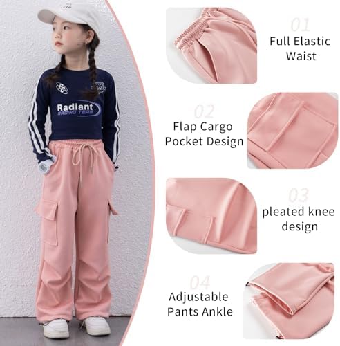 Stylish Wide Leg Cargo Pants for Girls 4-14