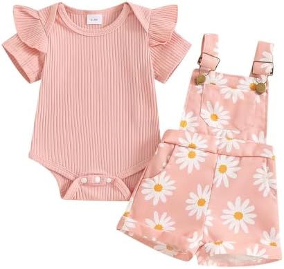 Newborn Summer Romper Overalls Set for Girls