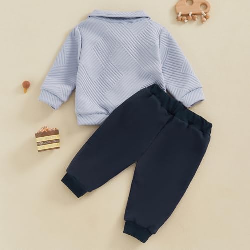 Infant Boy Long Sleeve Lapel Pullover Jogger Set
