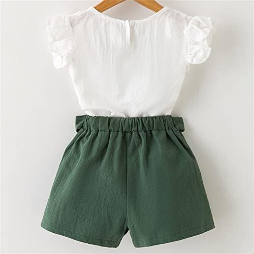 Cotton Linen Ruffle Sleeveless Toddler Girls Clothes Set Perfect for Summer