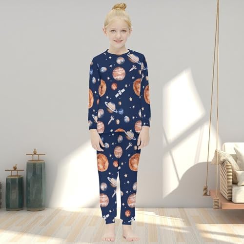 Colorful Planets Girls Thermal Long Johns Set