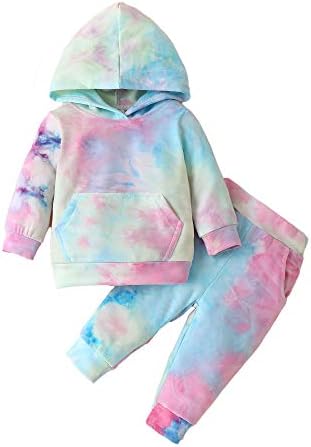 Newborn Baby Girls Tie-Dye Cotton Sweatshirt Pants Set - FallWinter Style