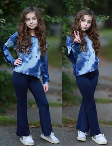 Zaclotre Girls High Waisted Flare Leggings with Pockets
