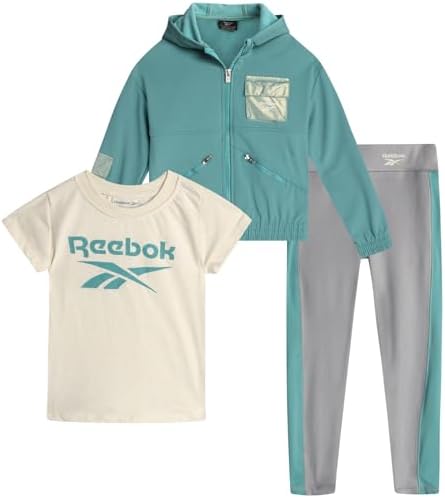 Reebok Baby Girls Set Cozy Fleece Graphic Tee for Little Ones