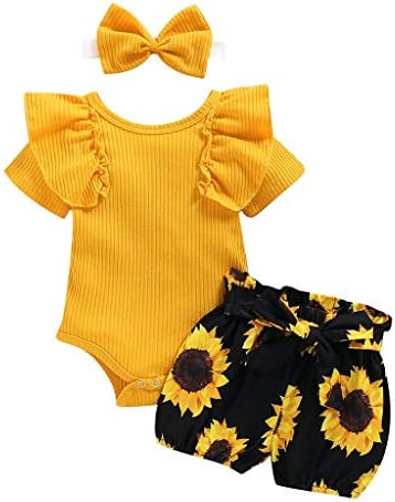 Sunflower Cotton Ruffle Top Bow Shorts Set