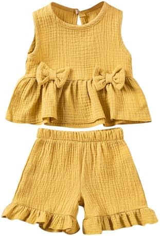 Cute Toddler Girl Crop Top Shorts Set