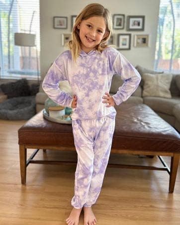 Arshiner Tie-Dye Pullover Sweatpants Set for Girls