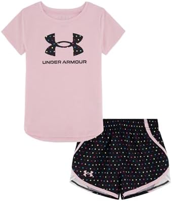 Under Armour - UA PRINTED WOVEN SHORT SET PRIME PINK 4T
