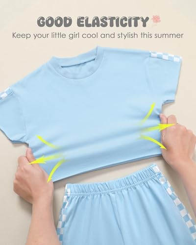 Sanmio Toddler Girl Summer Outfit Set Batwing T-ShirtShortsHeadband 3Pcs