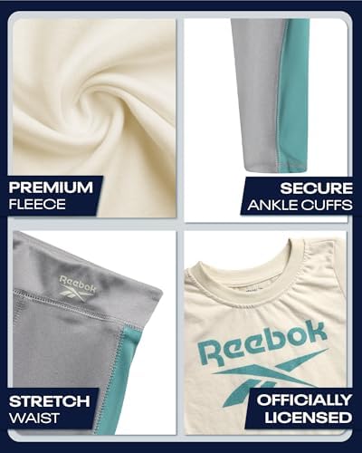 Reebok Baby Girls Set Cozy Fleece Graphic Tee for Little Ones