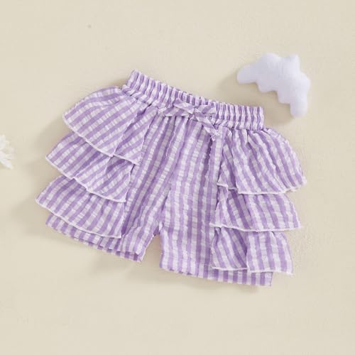 Ruffle Bloomers Toddler Girl Elastic Waist Wide Leg Striped Print Seersuckers Shorts