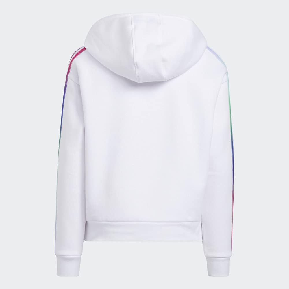 Adidas Girls Multicolor 3-Stripes Fleece Pullover Hoodie