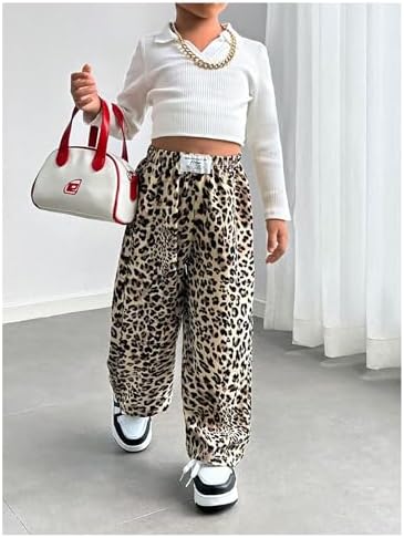 GORGLITTER Girls Leopard Cheetah sweatpants COZY wide leg flared pants