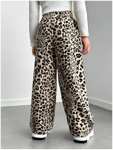 GORGLITTER Girls Leopard Cheetah sweatpants COZY wide leg flared pants