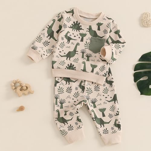 Toddler Boys Cartoon Dinosaur Outfit 2Pcs