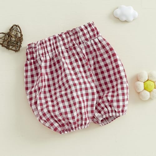 Emmababy Baby Girls Plaid Ruffle Shorts
