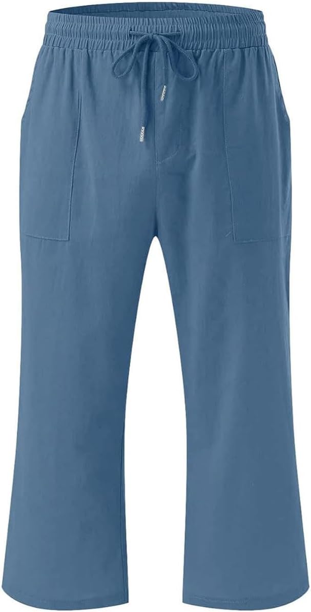 Cute Girls Capri Pants with Elastic Waist and Pockets