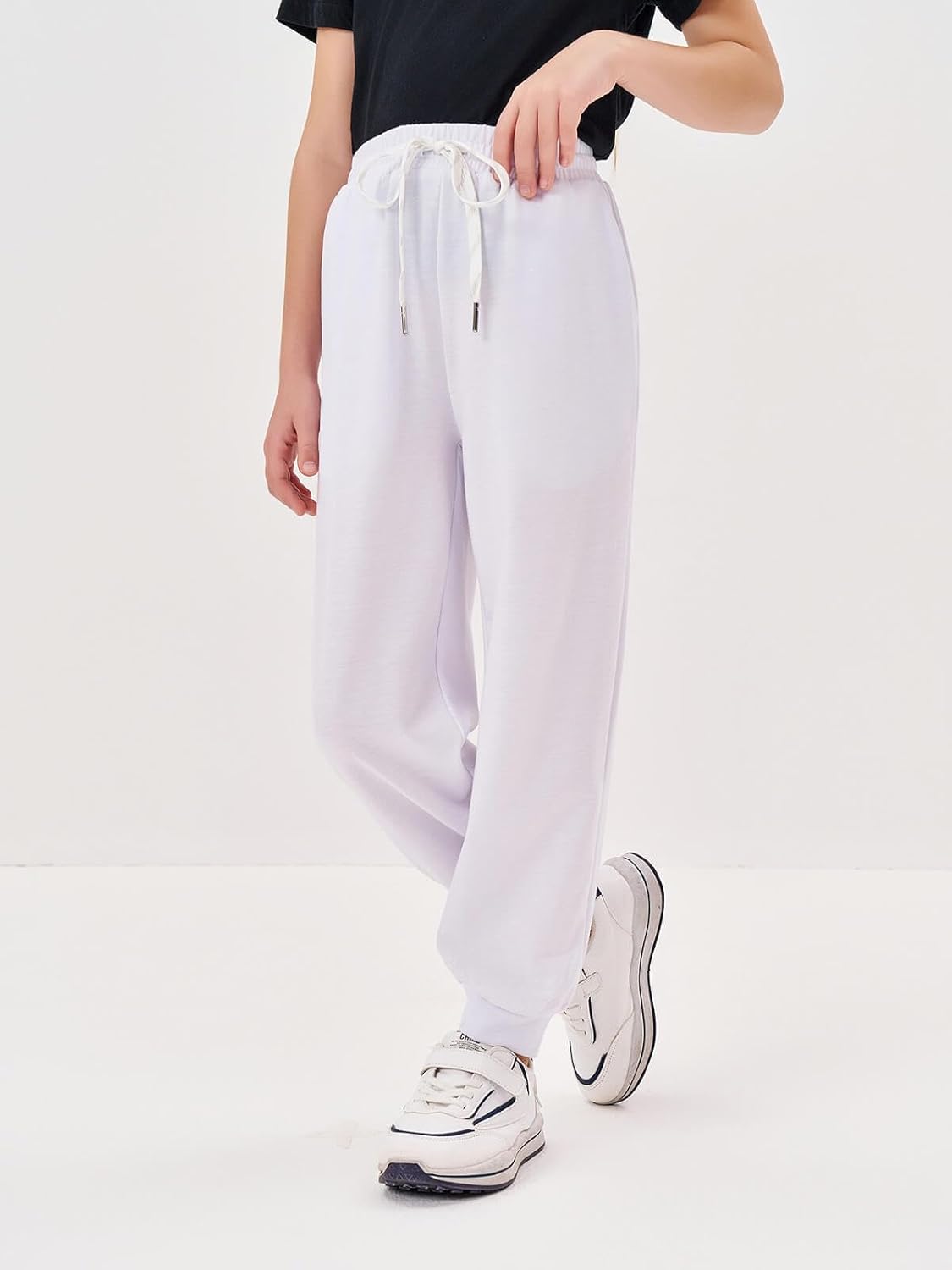 Haloumoning Girls Sweatpants Soft Athletic Lounge Joggers High Waist Casual Trousers