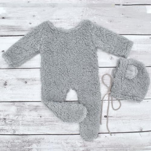 Coberllus Newborn Bear Romper Hat Perfect for Photoshoots