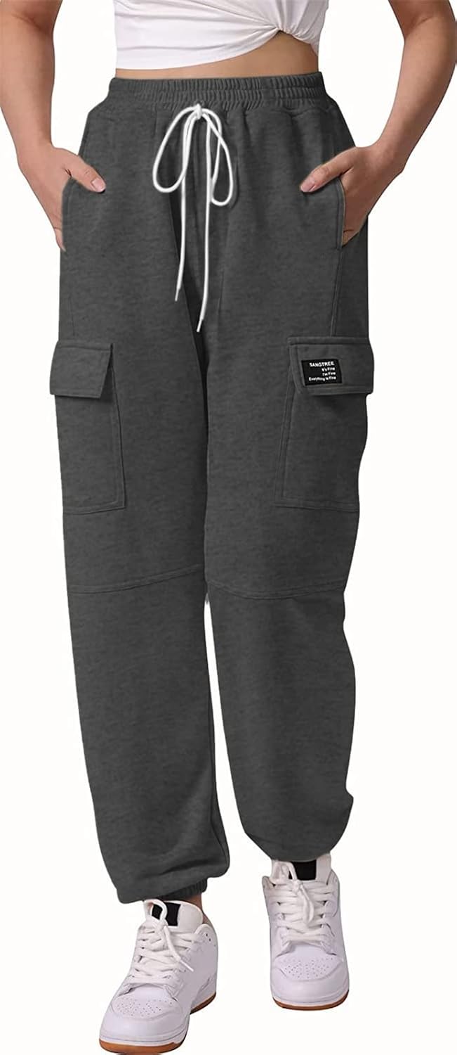 SANGTREE Girls Drawstring Cargo Jogger Pants