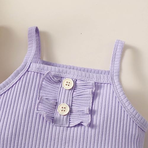 CuteSummer Outfits for Baby Girls - Butterfly Purple Romper Set