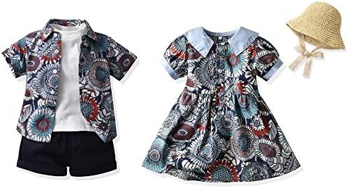 Baby Girl Brother Matching Outfits Floral Dress Shorts