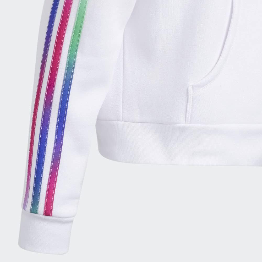 Adidas Girls Multicolor 3-Stripes Fleece Pullover Hoodie
