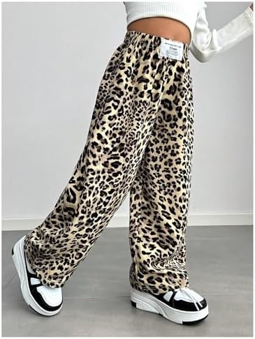GORGLITTER Girls Leopard Cheetah sweatpants COZY wide leg flared pants