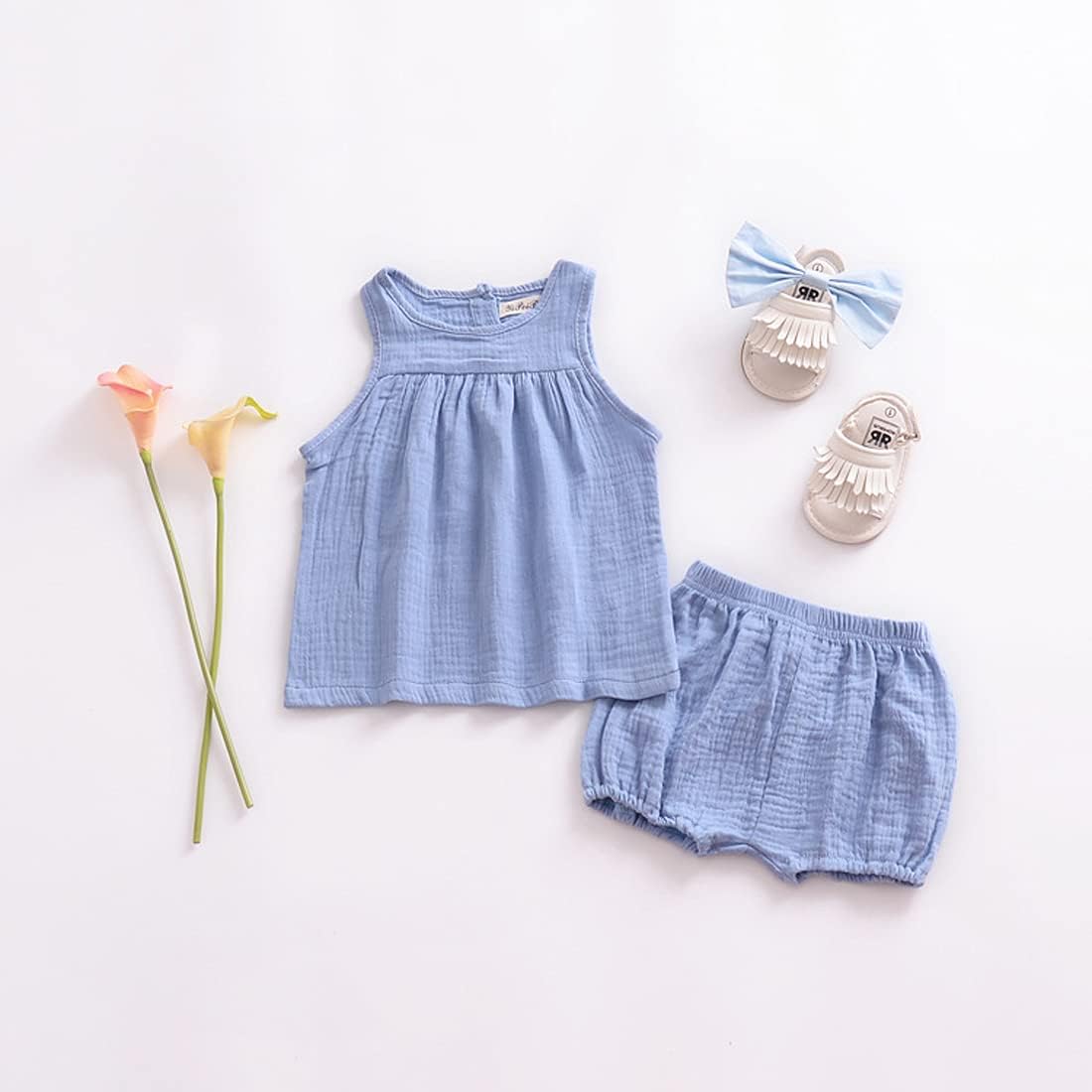 EISHOW Unisex Cotton Linen Stripe Shorts for Babies Summer Outfits