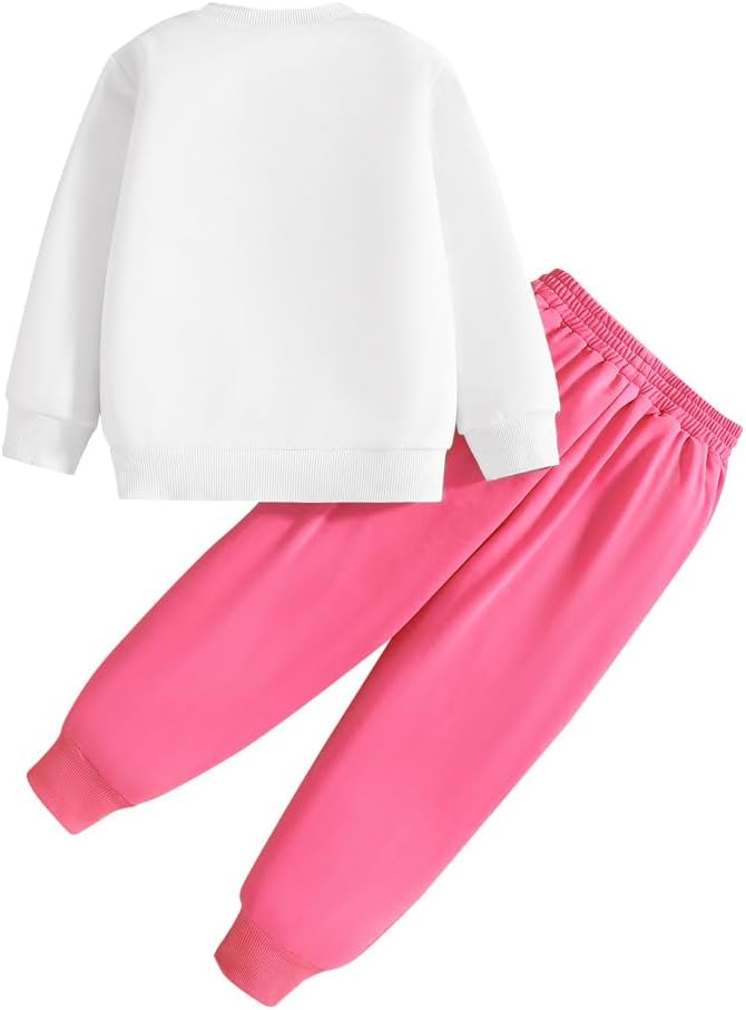 Stylish Heart Graphic Print Sweater Pants Set for Toddler Girls
