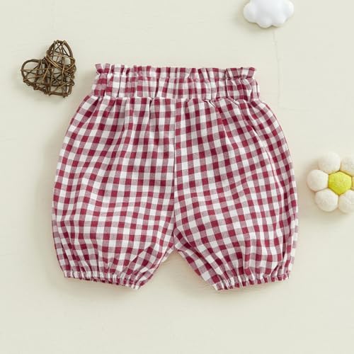 Emmababy Baby Girls Plaid Ruffle Shorts