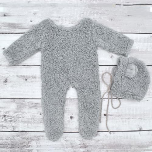 Coberllus Newborn Bear Romper Hat Perfect for Photoshoots