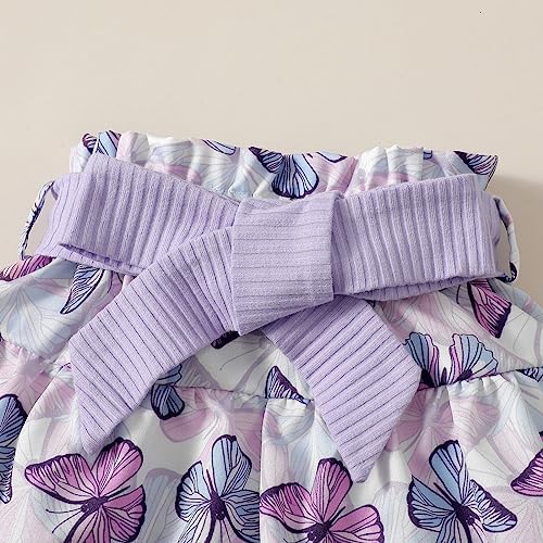 CuteSummer Outfits for Baby Girls - Butterfly Purple Romper Set