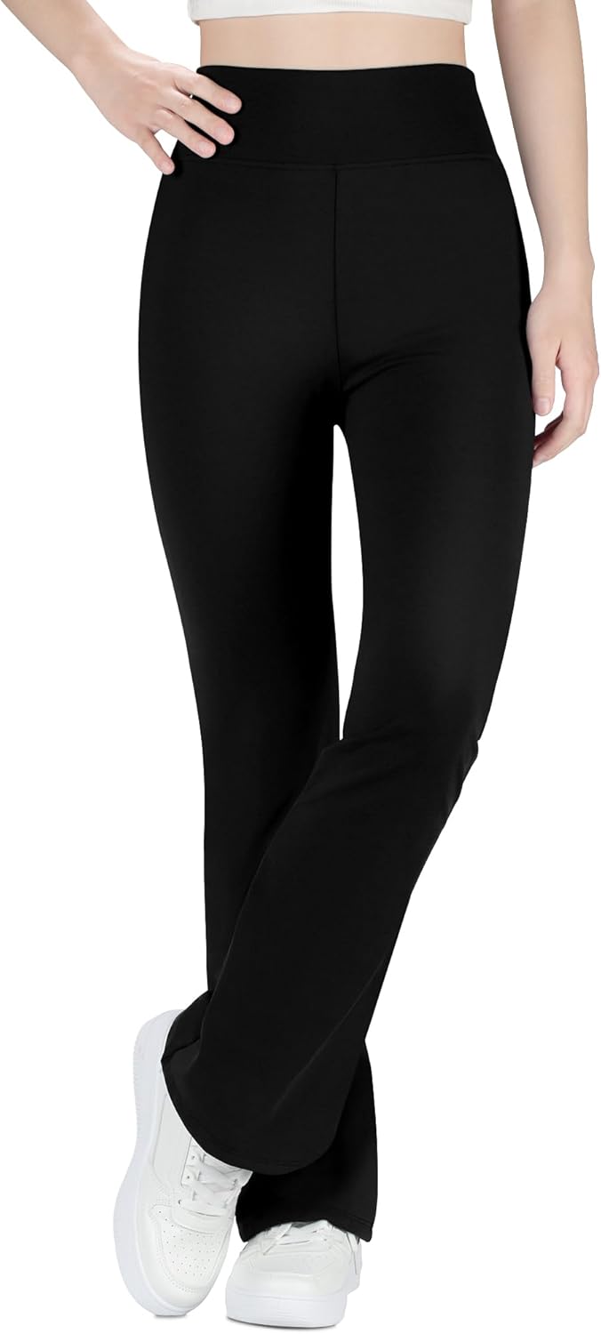 High Waisted Fleece-Lined Flare Leggings for Girls