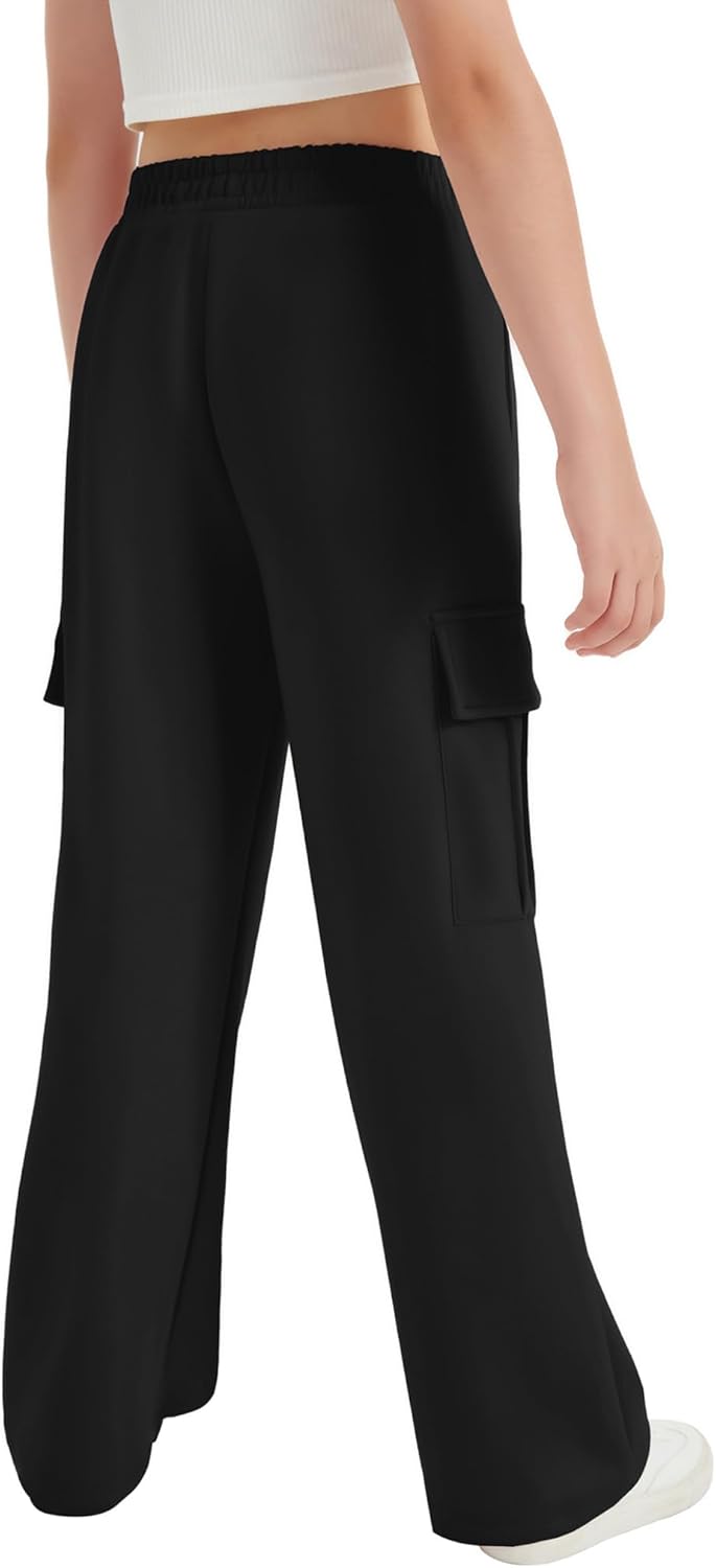 EXARUS Multi-Purpose Cargo Wide Leg Sweatpants for Girls Ages 6-14