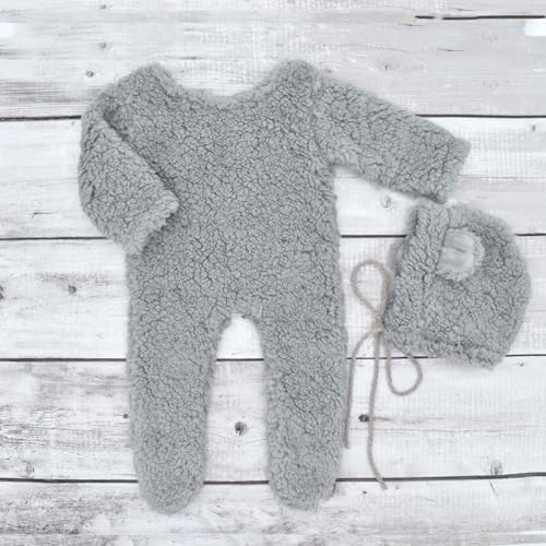 Coberllus Newborn Bear Romper Hat Perfect for Photoshoots