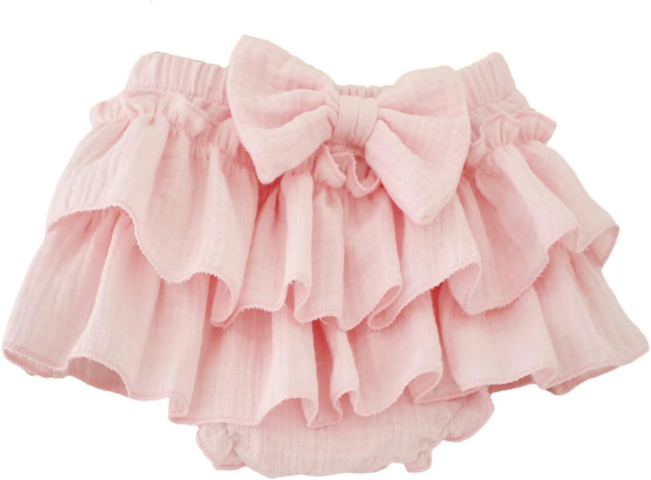 Soft Stylish Baby Girl Bloomer Skirt Bowknot Ruffle Diaper Cover -