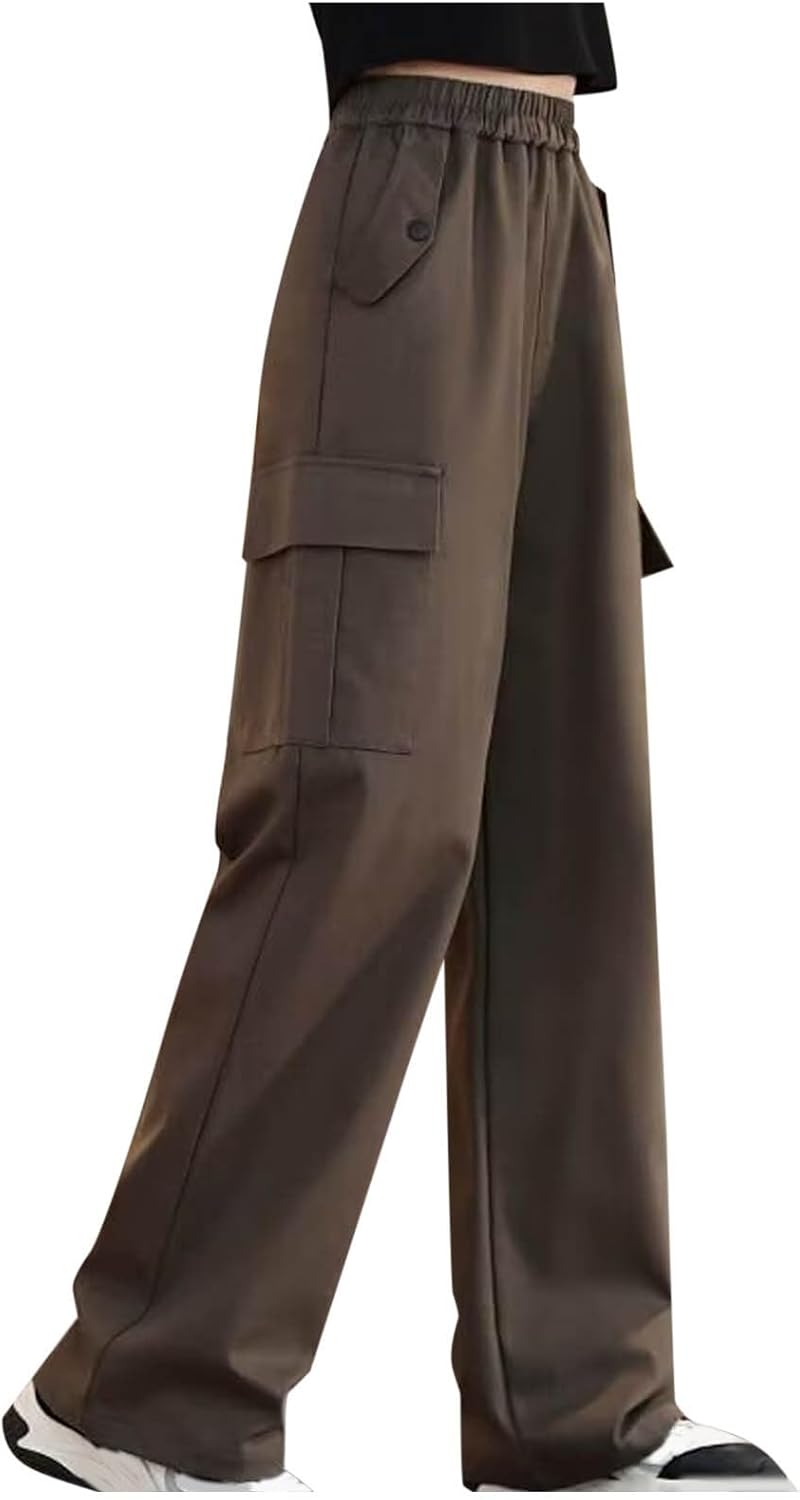 Weekend Essential Cargo Pants for Girls Checked Design Wide-Leg elevate Style