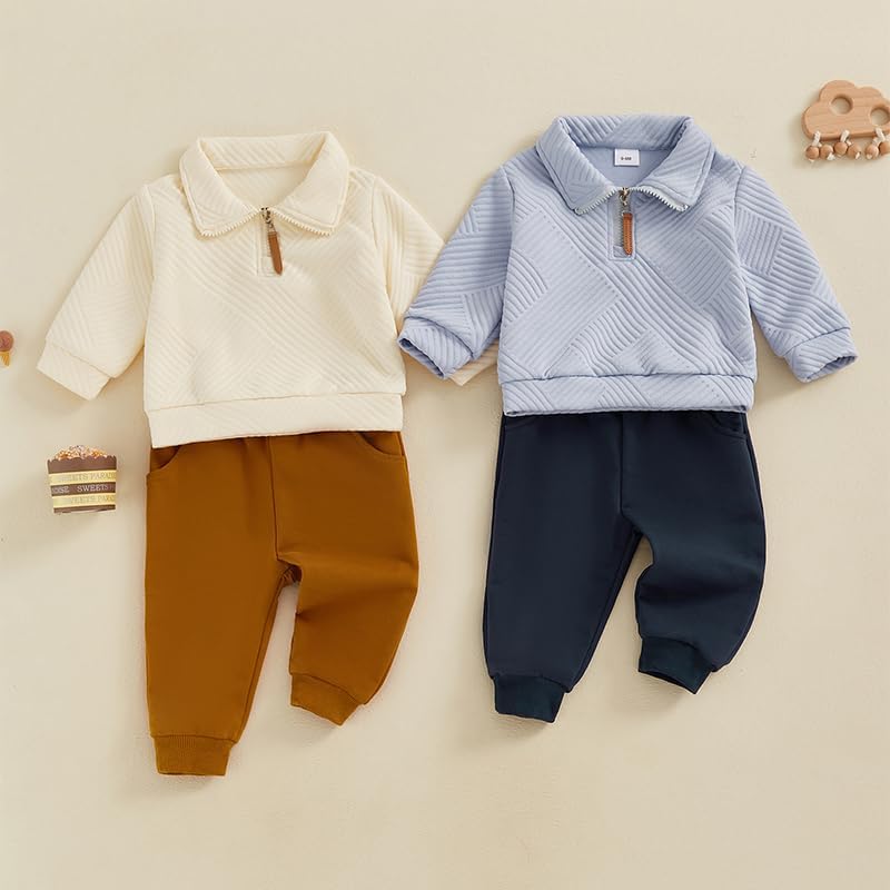 Infant Boy Long Sleeve Lapel Pullover Jogger Set