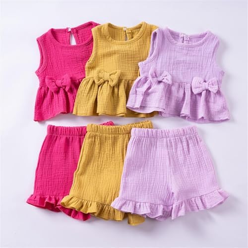 Summer 2-Piece Tank Top Ruffle Shorts for Toddler Girls Set
