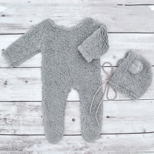 Coberllus Newborn Bear Romper Hat Perfect for Photoshoots