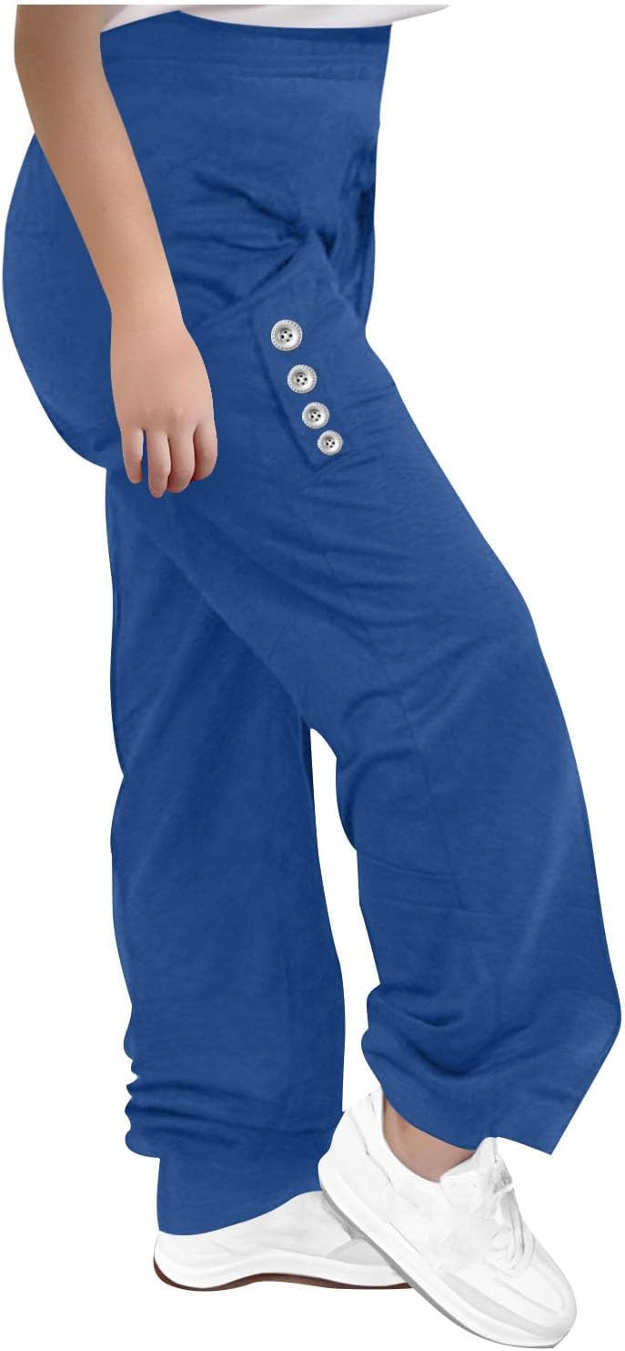 Teen Girls Summer Wide Leg Sweatpants with Pockets