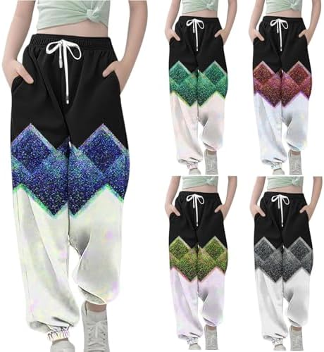 Teen Girl Geometry Print Loose Joggers Pants