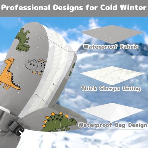 Olreco Toddler Mittens Waterproof snow mittens for Baby