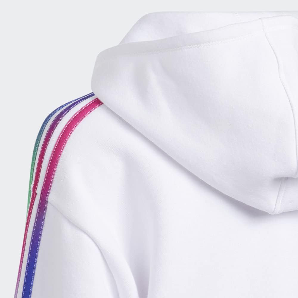 Adidas Girls Multicolor 3-Stripes Fleece Pullover Hoodie