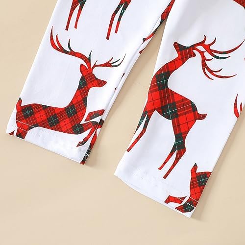6 Set Toddler Girls Christmas Deer Print Outfit with Scarf